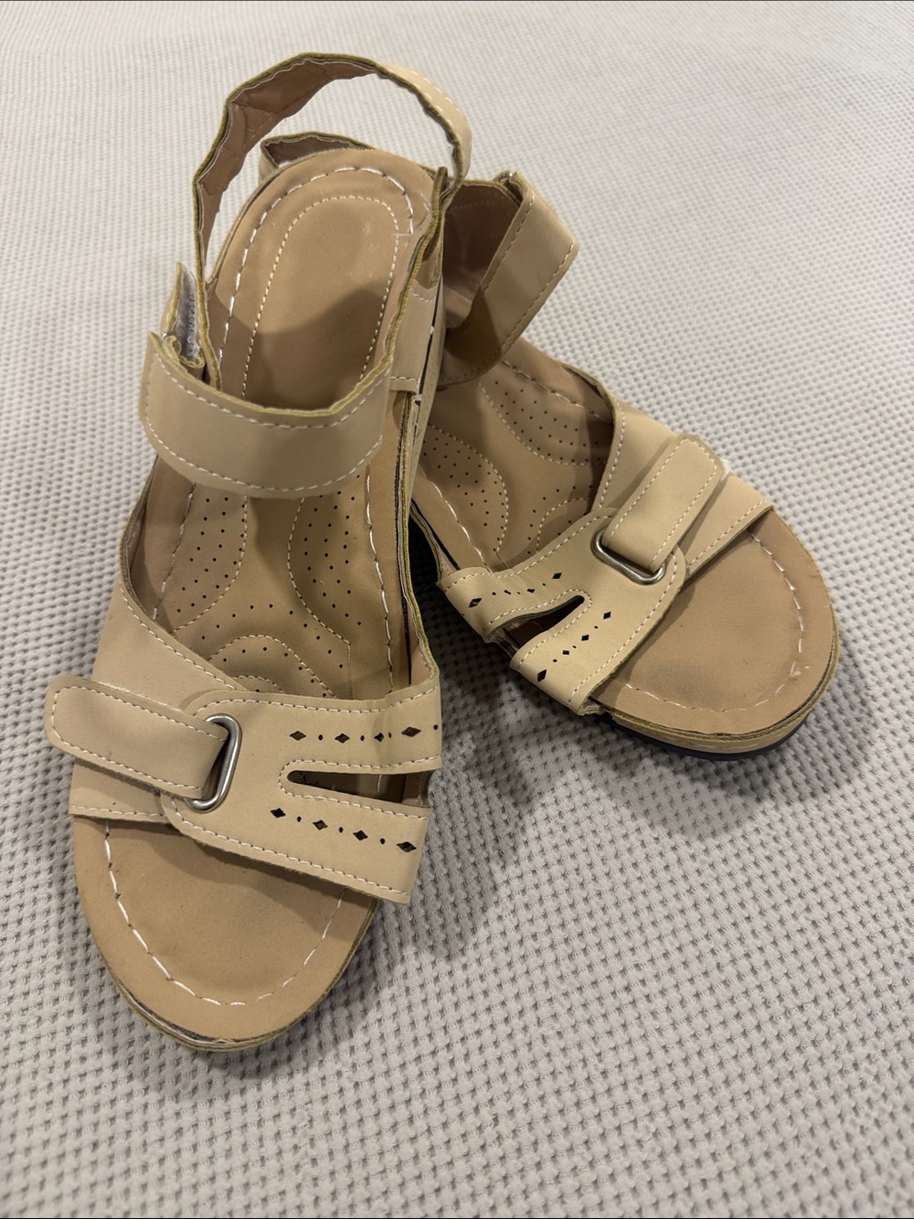 Kids Beige Hook-and-Loop Sandals - Comfortable Everyday Wear